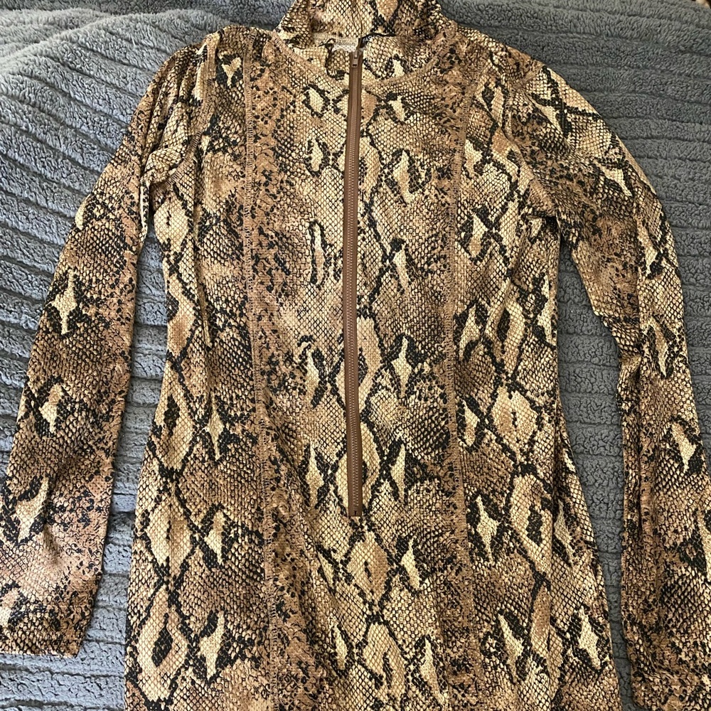 Midi Snake skin dress, with a zipper that goes down to the top of your stomach